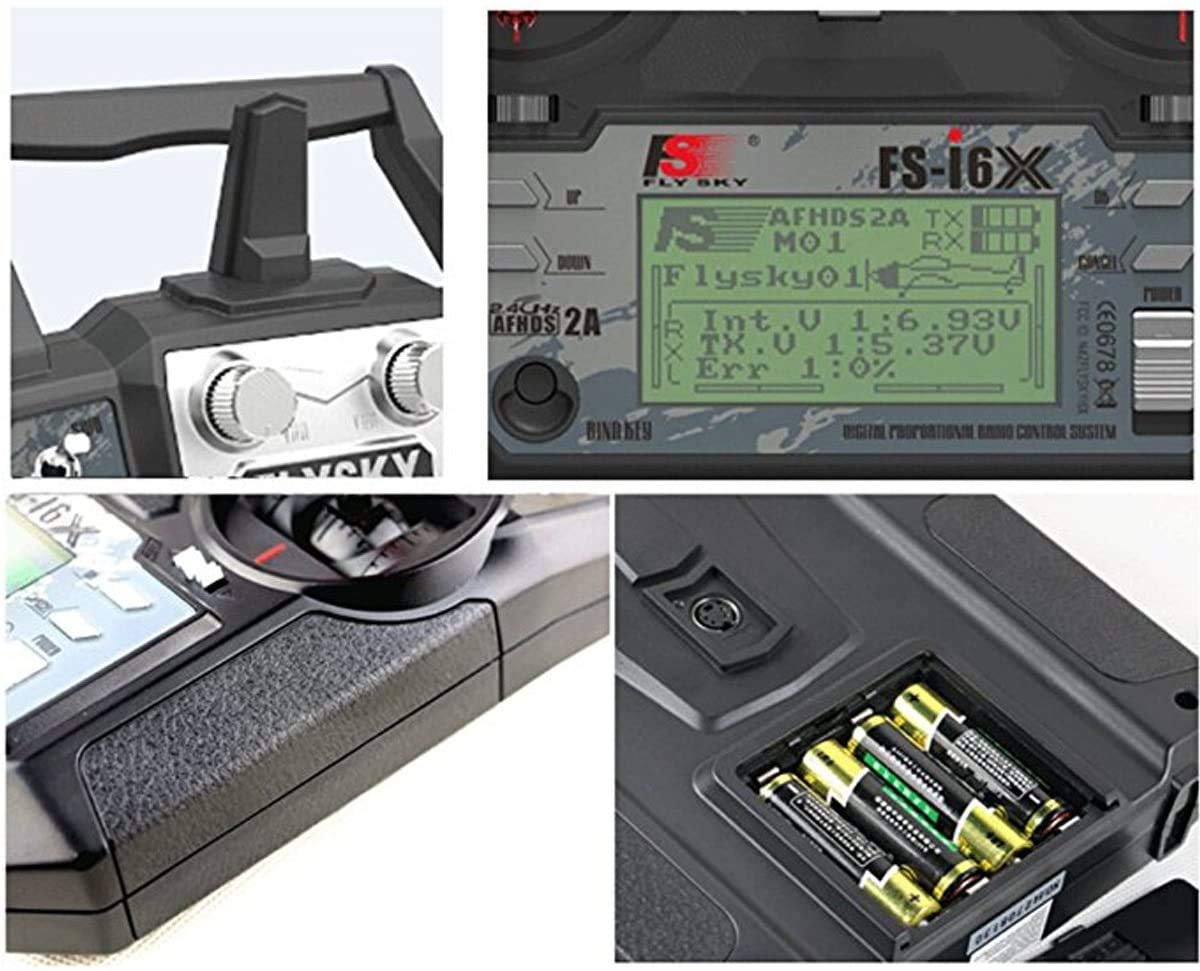 yuntu Flysky FS-i6X RC Émetteur Transmetteur 10CH 2.4GHz AFHDS RC avec récepteur FS-iA10B (Mode-2 Left Hand Throttle)