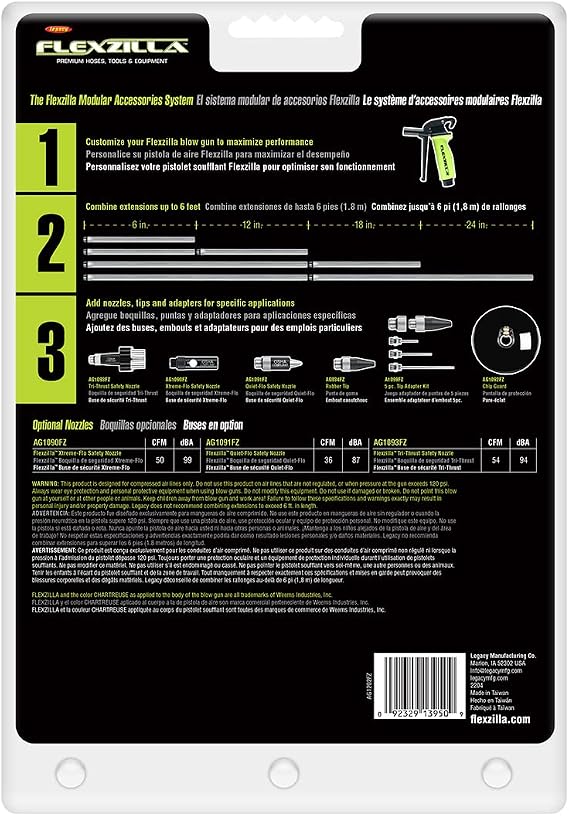 Flexzilla X3 Blow Gun with Xtreme-Flo Safety Nozzle, ZillaGreen - AG1202FZ