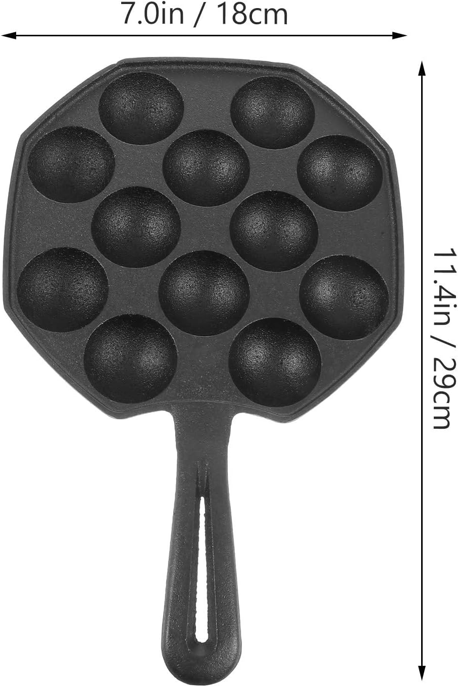 Hemoton Takoyaki Baking Pan 19-Hole Octopus Meatballs Mold 11.41X7.08 Inch Quail Egg Tray with Heat-Resistant Handle for Oven and Outdoor Bbq