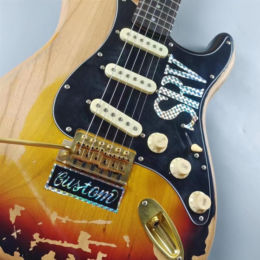 Custom Electric Guitar SRV Old Style And Gold Accessories, Alder Body, Customized image 3