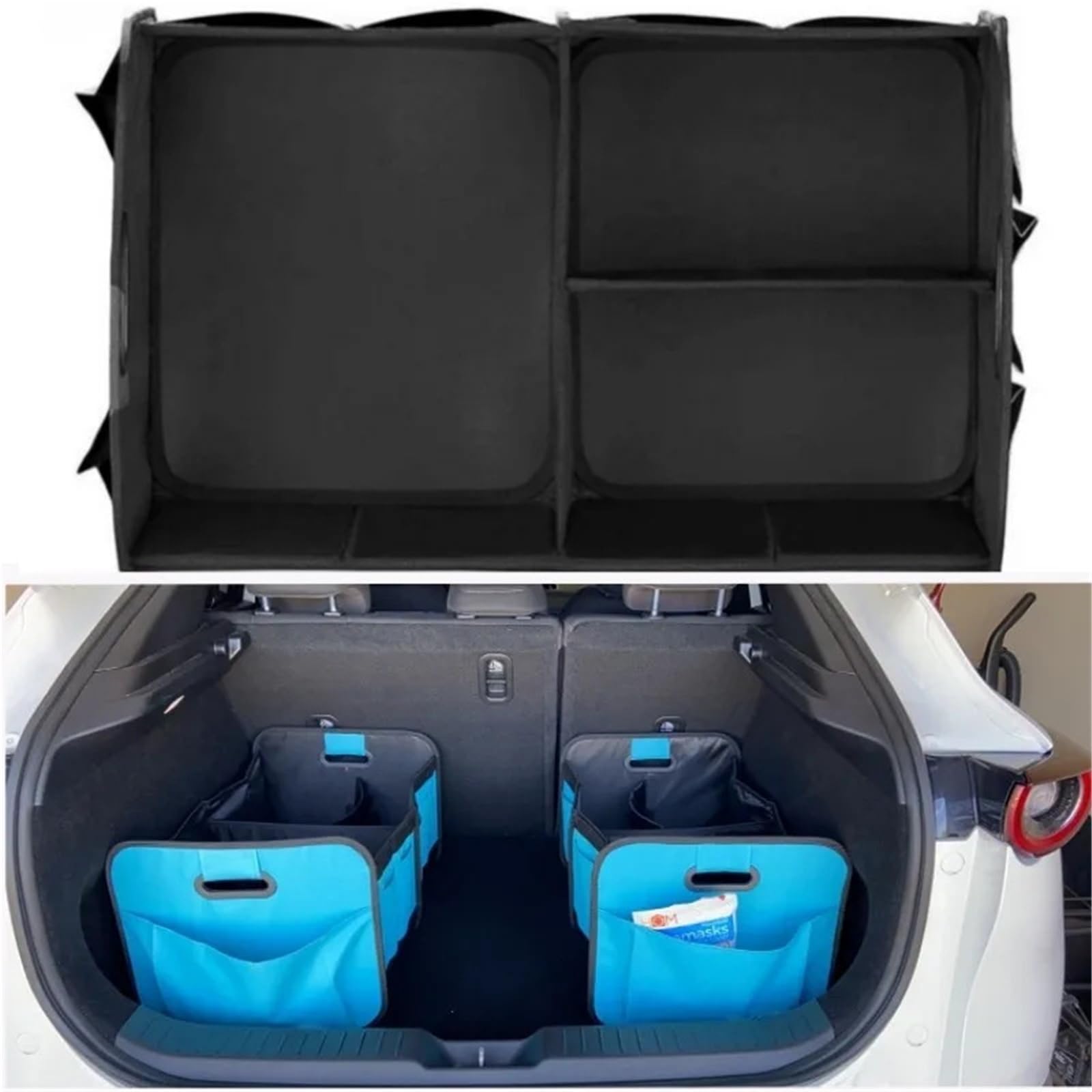 Organizer per Bagagliaio Organizer pieghevole for bagagliaio for auto, portaoggetti impermeabile multiscomparto, borsa universale for in poliestere Oxford 600D(Grey)