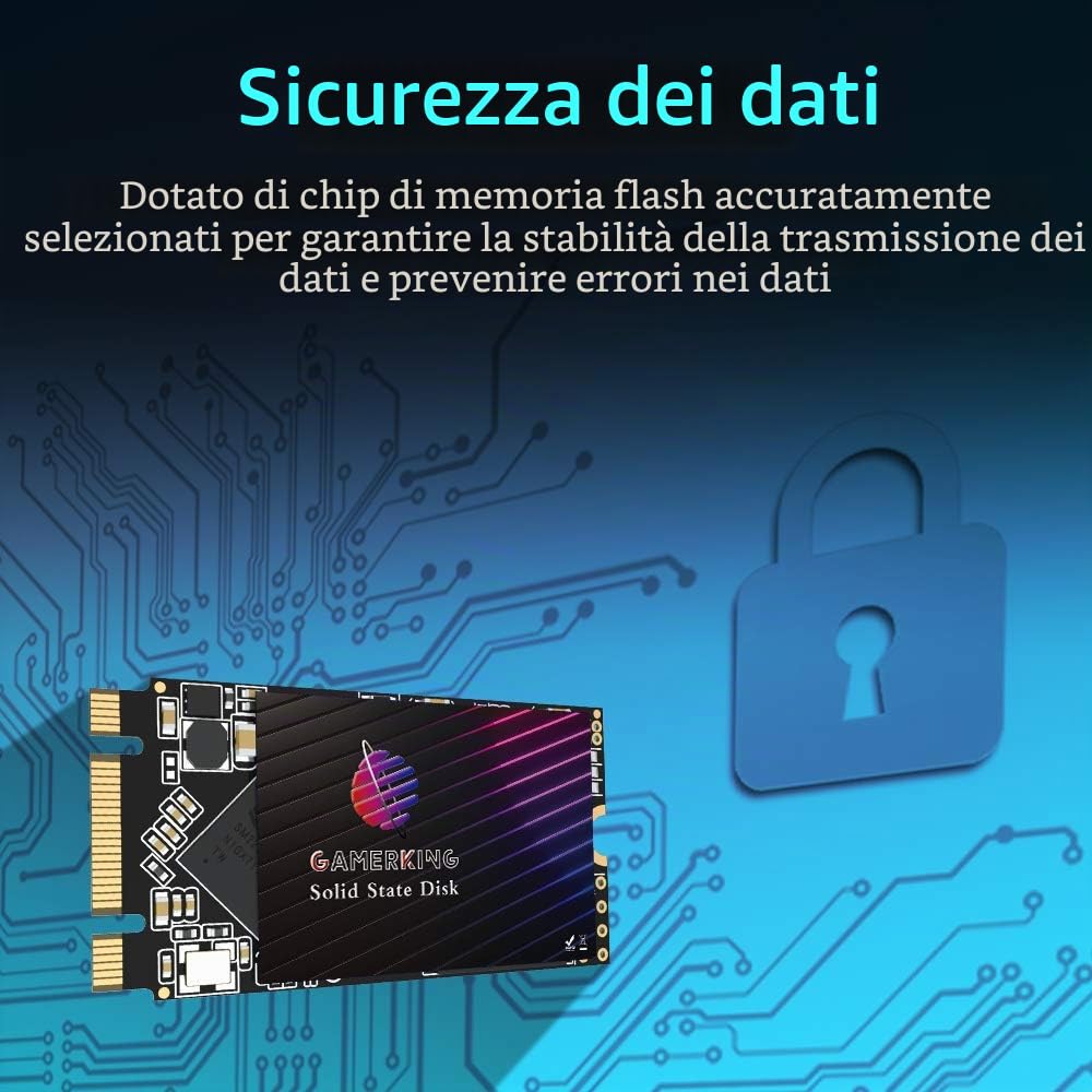 GamerKing SSD M.2 2242 128GB Ngff unità a stato solido interna 1 TB 512 GB 256 GB 64 GB per laptop desktop SATA III 6 Gb/s disco rigido ad alte prestazioni (128GB, M.2 2242)