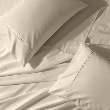 Royal Tradition Cool and Crisp Percale Cotton 4pc Sheet Set Queen Size, Linen Made in USA Breathable Classic Bed Sheets