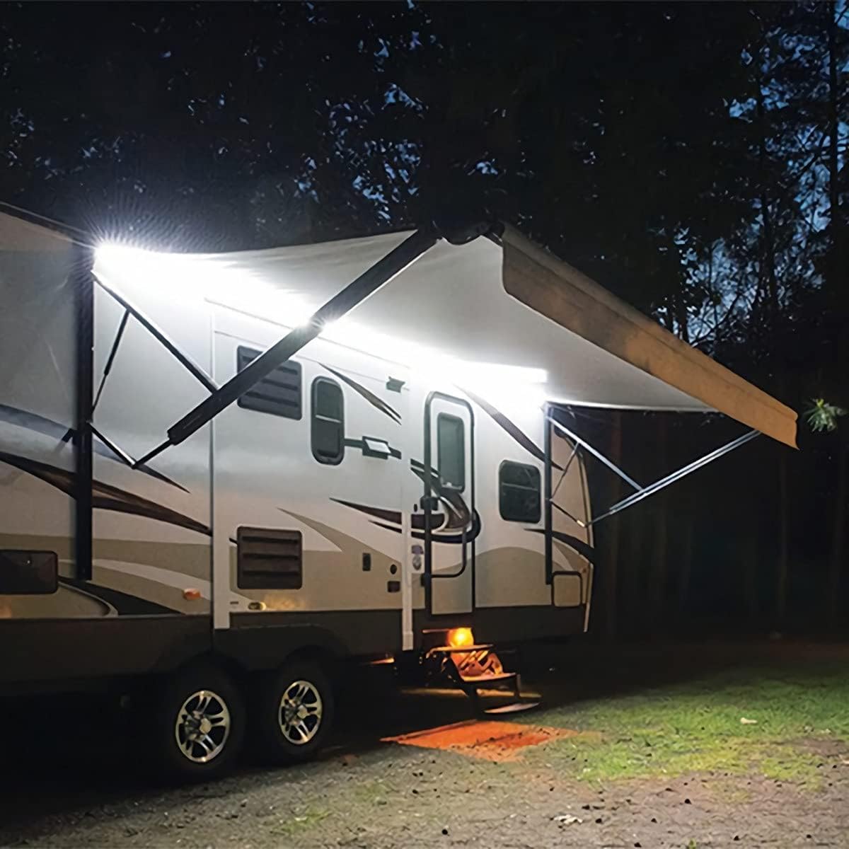 Luci per tenda da campeggio, 12 V, 5 m, bianche, per camper, roulotte, impermeabile, 120 LED, strisce LED per esterni, viaggi, rimorchi, camion, furgoni, camper, roulotte