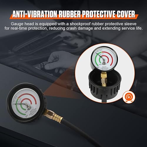 Miniatura 7 de DUOYI Probador de presión trasera de escape de 2.5 pulgadas, medidor de presión HD, kit de manómetro trasero de escape con manguera de 6 pies,
