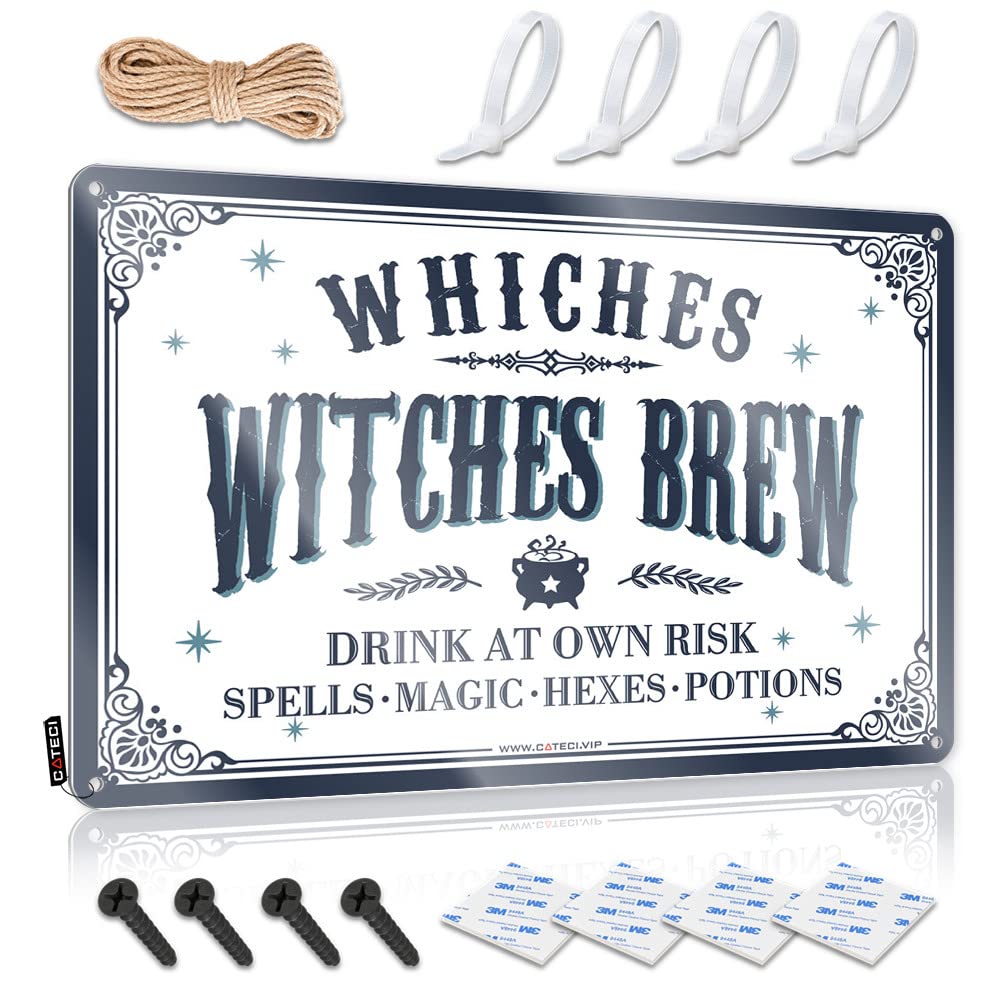 Plaque en étain Witches Brew 30x40cm pour habiller une cuisine vide avec humour