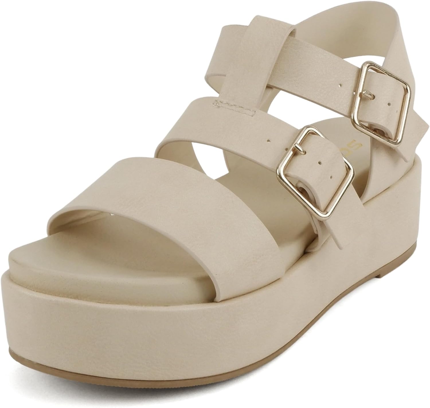 Soda “STELLAR” ~ Women Flatform Multi Strap Double Buckle Open Toe Ankle Strap Platform Wedge Sandals - Image 2