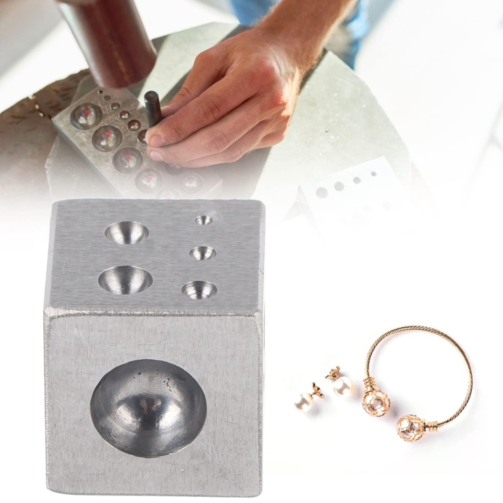 Voluxe Dapping Block, Doming Block Lavorazione di Gioielli per la Produzione di Metalli per gioiellieri per la casa per gioielleria(Incudine a Nido Quadrata da 25 * 25 mm)