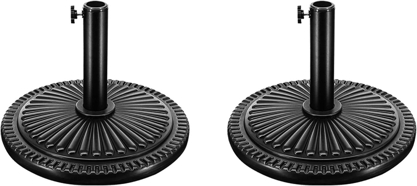 FRUITEAM 2Pack Pre-Filled Patio Umbrella Base 22lbs, 18" Round Table Umbrella Stand Base for Yard/Garden/Deck Porch (Black)