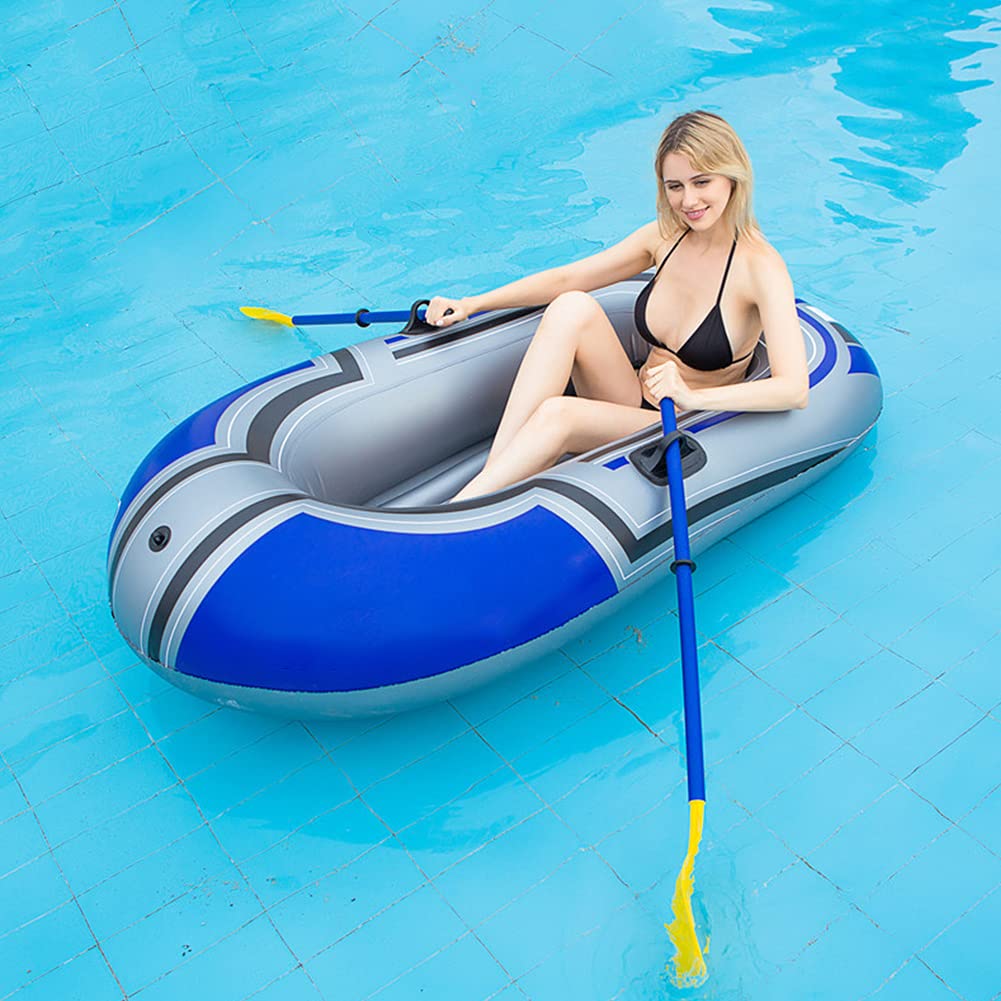 Bateau Gonflable PVC 1 Personne Portable Pliable Dur Pêche De Fond Drift Raft Kayak avec Pagaies Et Pompe (150x100cm)