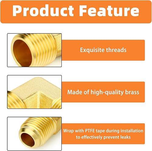 Miniatura 26 de GASHER 10 piezas de latón SAE 45 grados Flare Tube Fitting, 1/2" Flare Nut Aire Acondicionado Tubo de cobre Extensión de tubo de cobre a tope Tuerca