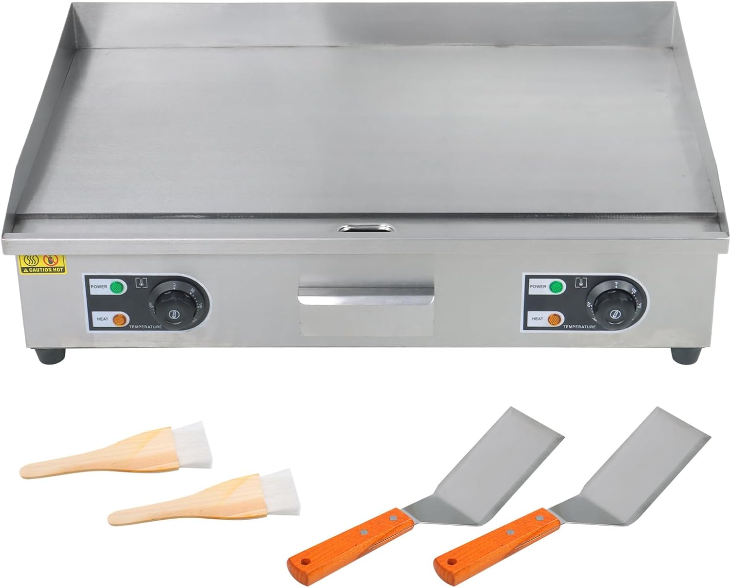 30 Inch Commercial Flat Top Grill, 3000W Commercial Teppanyaki Grill, 122℉-572℉ Adjustable Temp, Heavy Duty Commercial Teppanyaki Grill for Home or Restaurant (No Plug)