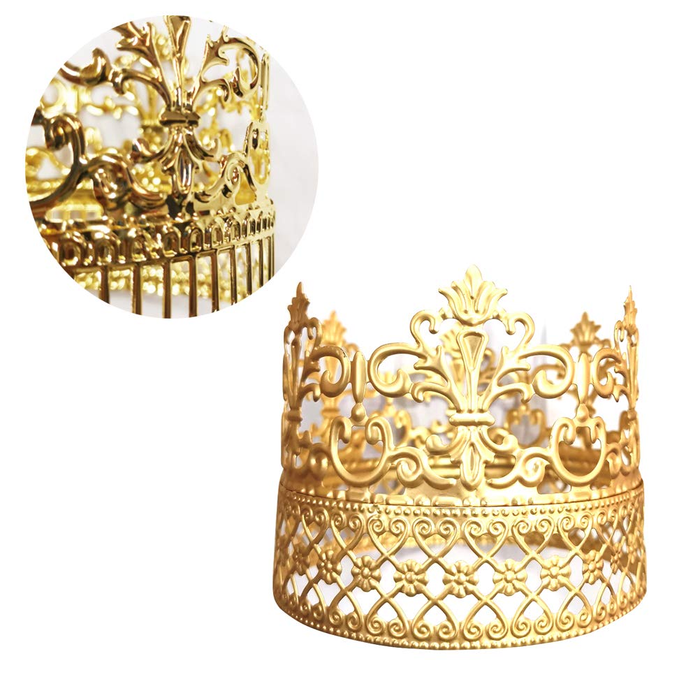 Amazon Com Upkoch Gold Crown Cake Topper Tiara Toppers For King Queen Prince Princess Themed Party Grocery Gourmet Food