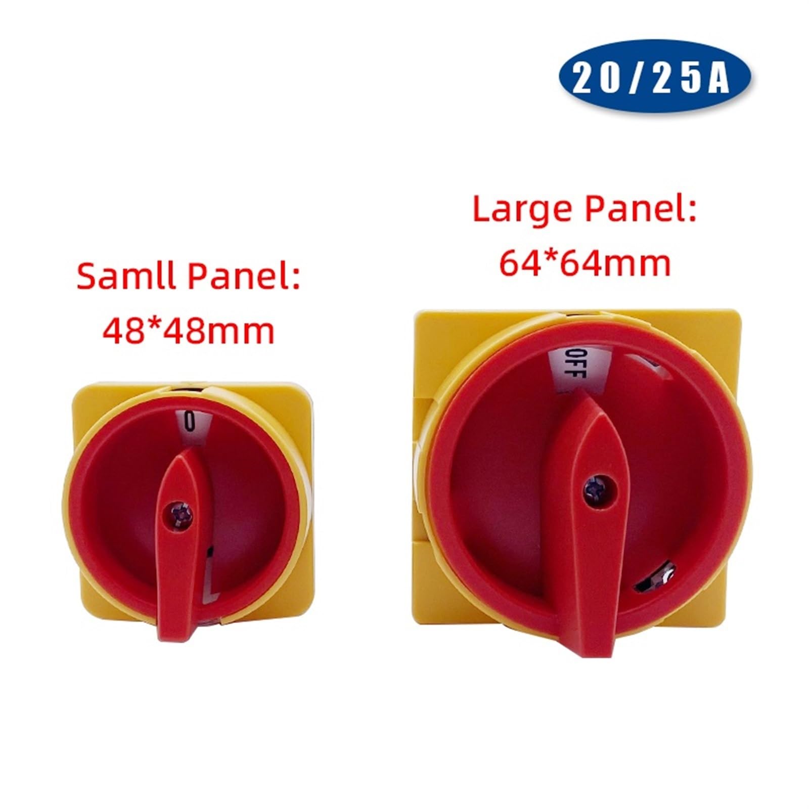 Interruttori di sezionamento OFF-ON a 4 poli da 20 A e 25 A LW26GS CA10 48x48 mm 64x64 mm Interruttore a camma rotante con lucchetto 1 pz(20A 64x64mm panel)