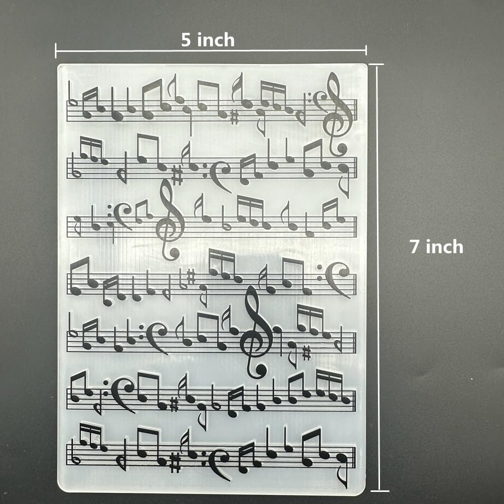 3D Plastic Embossing Folder Template Music Note Texture 5x7 Inch for Card Making DIY Scrapbooking Paper Crafting Handmade Crafts Scrapbooking Arts Supplies Scrapbook Decor