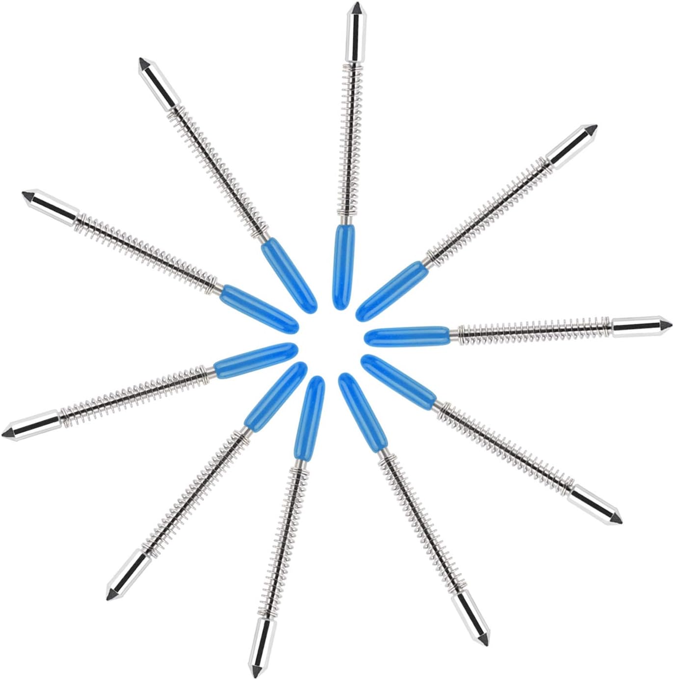 HQMaster 60 Degree Vinyl Cutter Blades Lettering Blade for Graphtec Cutting Plotter, Blue Cap Pack Of 10 with Springs