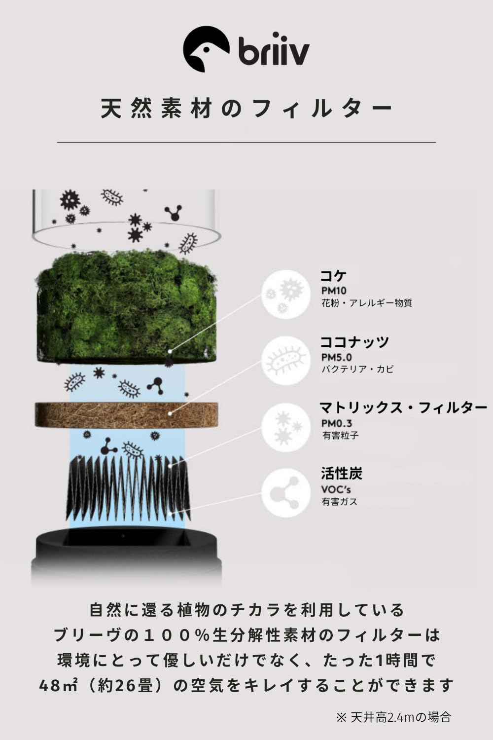 Amazon.co.jp: BRIIV 2 (ブリーヴ) 英国発の自然派エコ空気清浄機 コケ 