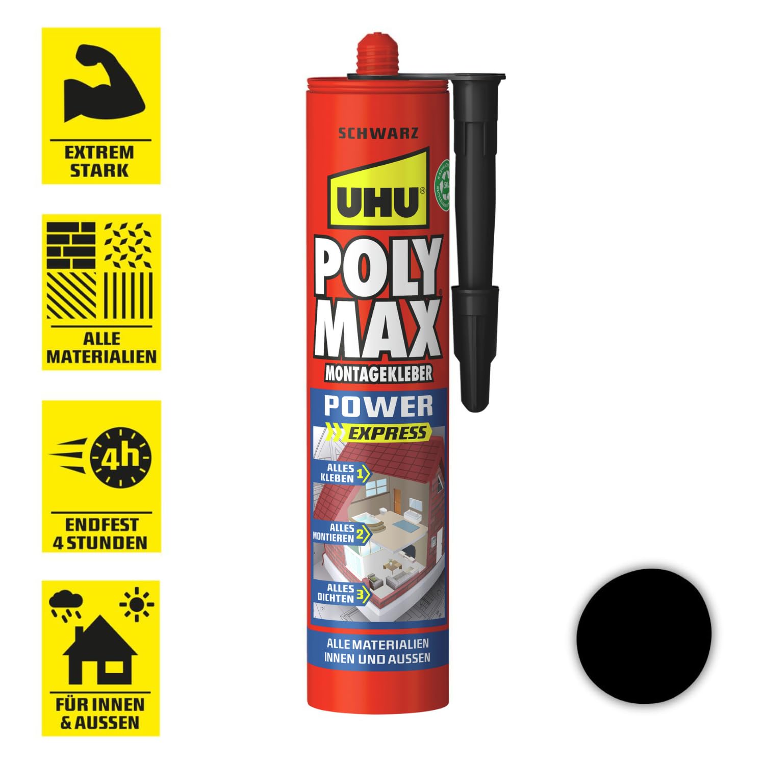 Uhu Poly Max Klej Montażowy, Czarny, 425 g