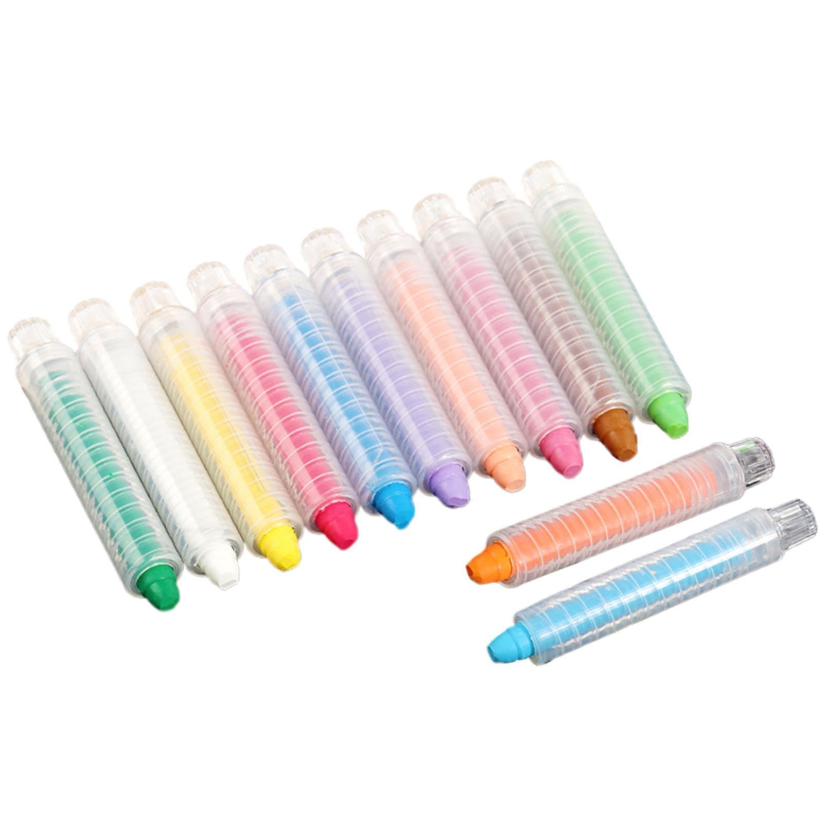 Dust Free Chalk - 12 Color Set | Washable Smooth Crayons, Drawing Sticks, Outdoor Indoor Art Supply, Blackboard Whiteboard Writing Tool, Kids Classroom School Creative Painting Kit