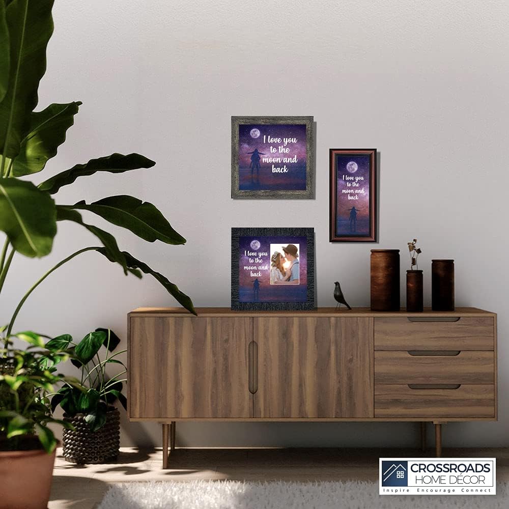 Crossroads Home Décor I Love You to the Moon and Back, Love Picture Frame, Fiance Gifts for Her, Husband and Wife Cute Picture Frames, Couples, Boyfriend and Girlfriend Gifts, 7439BW