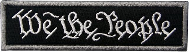 We The People Tactical Embroidered Morale Applique Fastener Hook&Loop Patch - White & Black