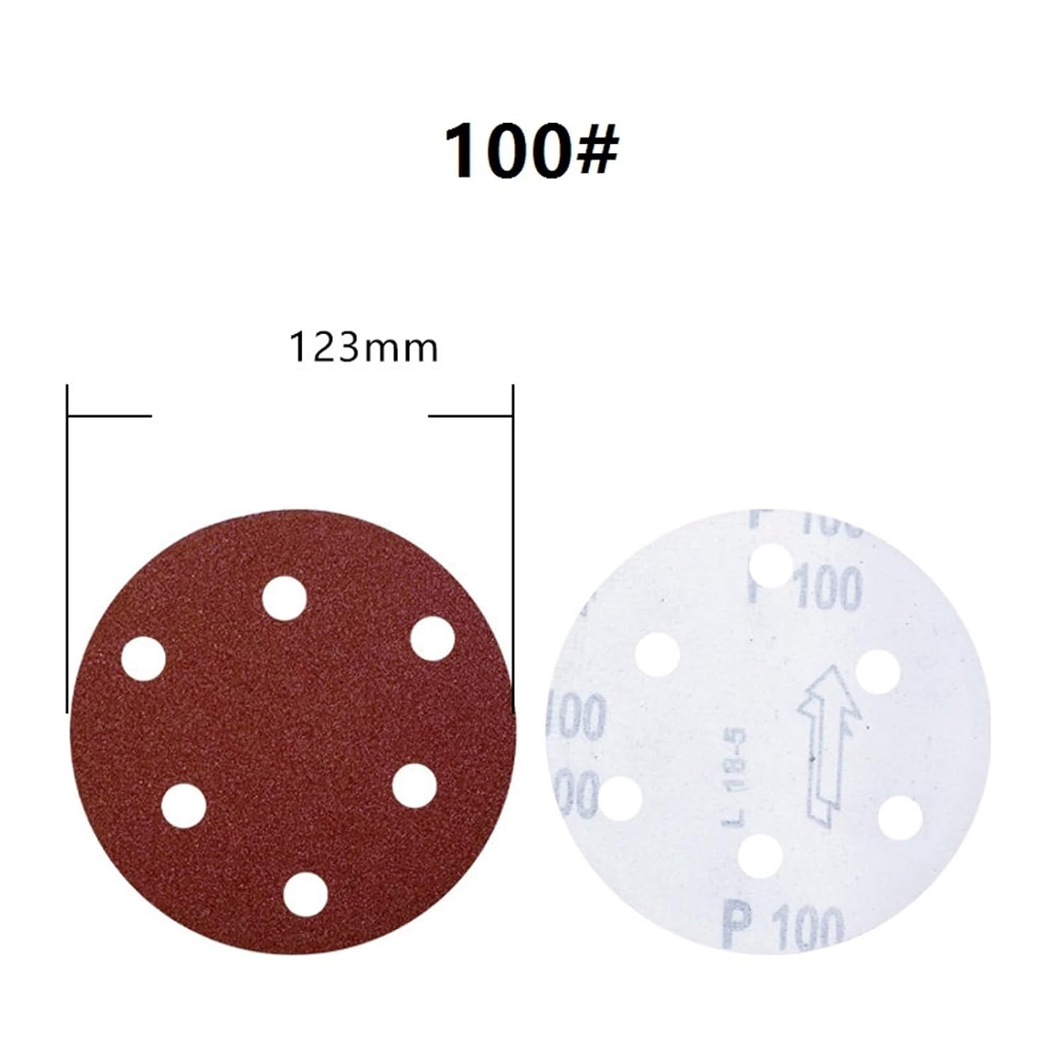 100PCS 5 Inch 6 Hole Red Sanding Disc with Hook Loop Sandpaper 40-1000 Grits Grinding Abrasive Tools Accessories