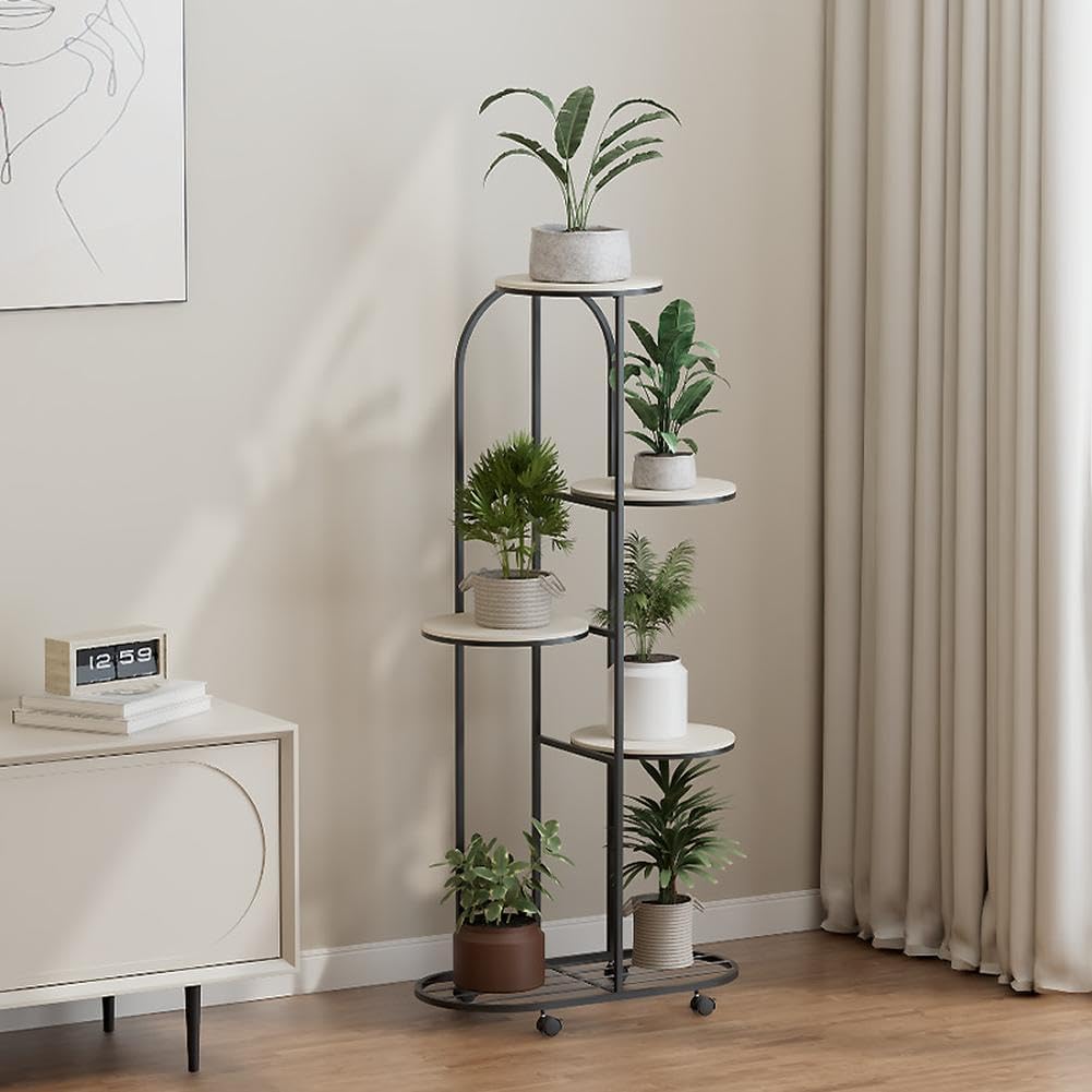 Plant Stand Indoor Corner Metal Plant Shelf, Flower Pot Holder With Wheels Large Modern Planter Stands for Living Room Balcony Office