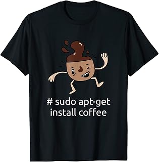 sudo apt-get install coffee computer scientist Tux Linux coding T-Shirt