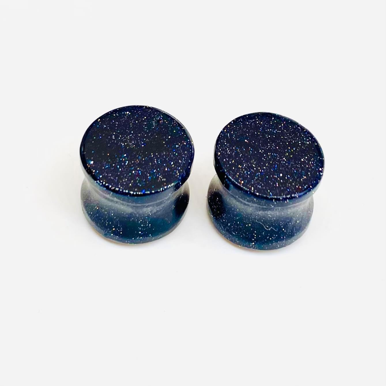 Blue Sunstone Double Flared Ear Plugs | Handmade Stone Gauges | Stone Body Piercing Jewelry | Polished Ear Stretching Plugs