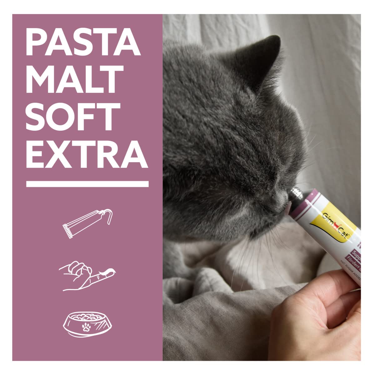 GimCat Pasta Malt-Soft Extra - Przekąska dla kotów Anti-Hairball wspomaga wydalanie kul włosowych - 1 tubka (1 x 100 g)