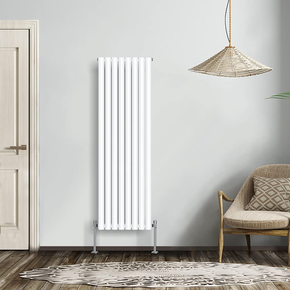 Nrg White Modern Radiator Gloss 1600X472mm Single Oval Panel Heater Interior Designer Vertical Bathroom Radiators