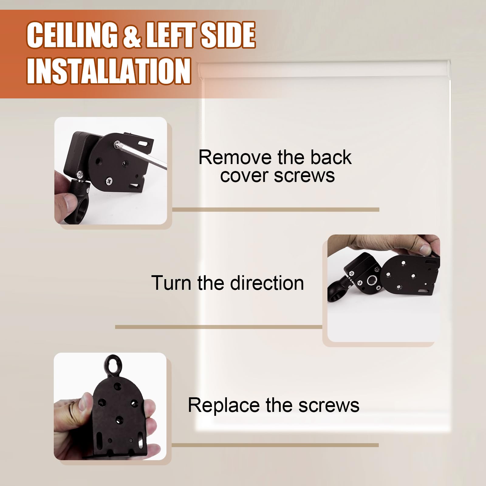 Seprochoo Sun Shade Replacement Parts, Cordless Crank Kit, Mounting Bracket, for Coolaroo Exterior Roller Shade Replacement Parts, Outdoor Blinds, Shades (1, Brown)