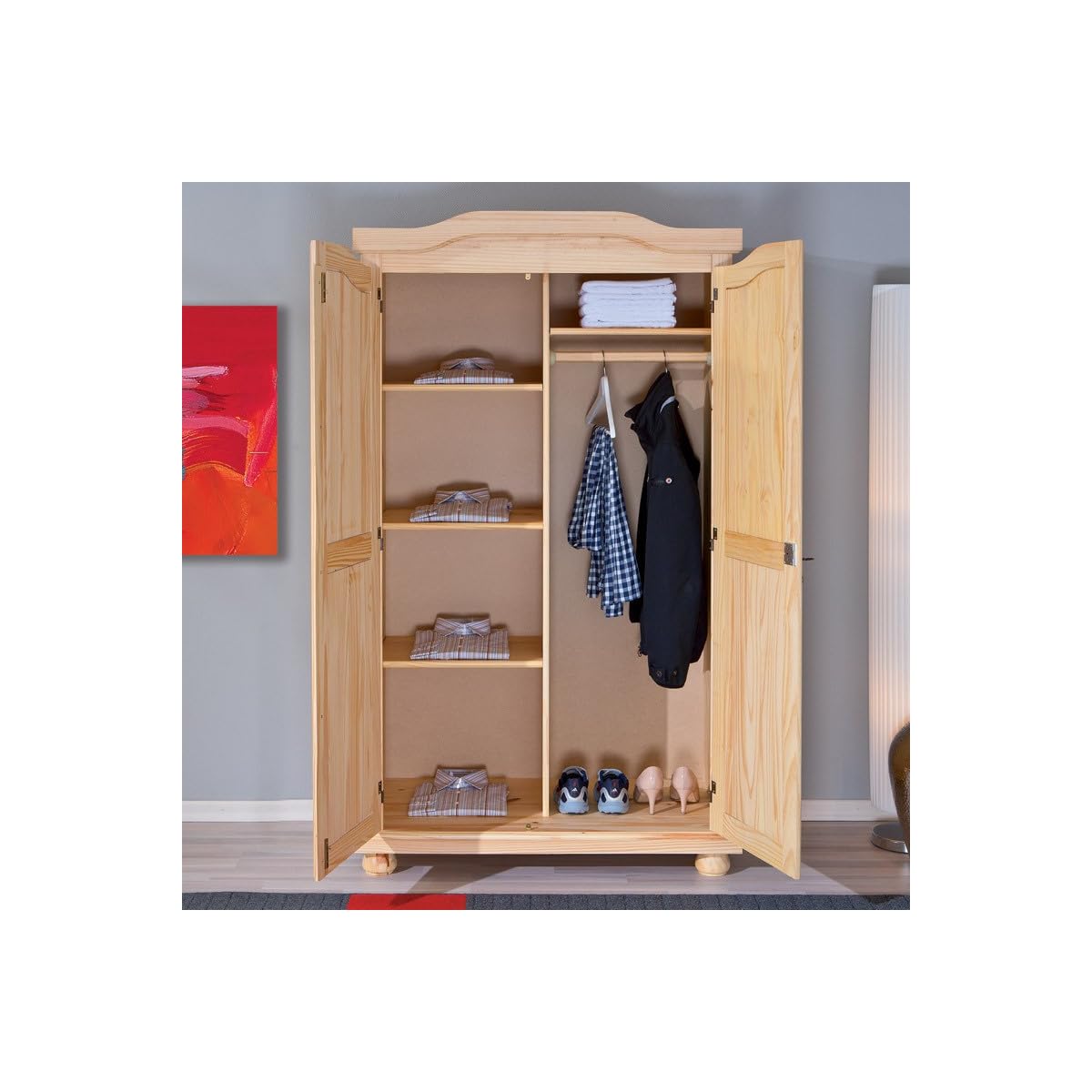 Paris Prix Armoire 2 Portes Pin Cardaillac 180cm Naturel