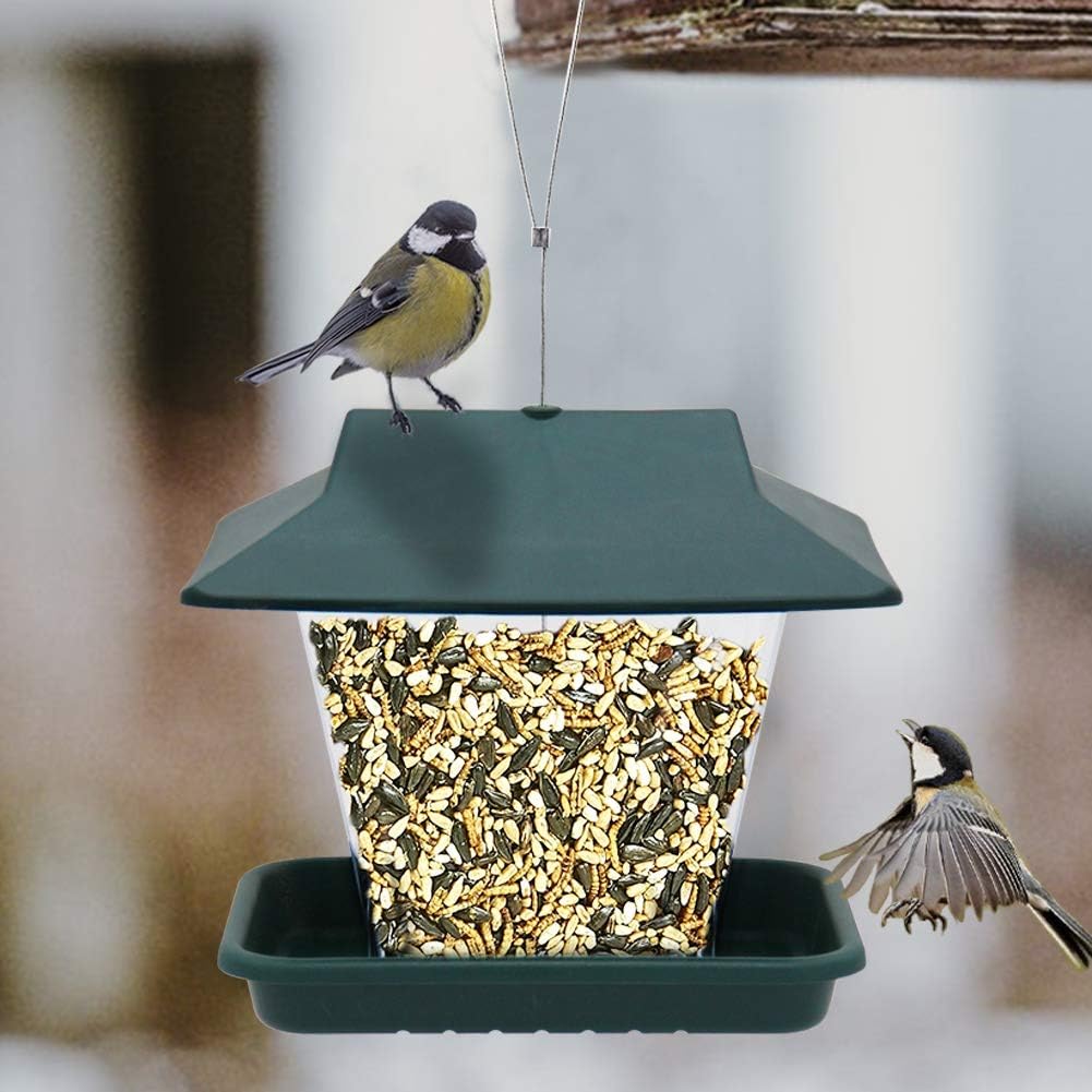 Twinkle Star Hanging Wild Bird Feeder with Roof & Hanger for Garden Yard Outdoor Decoration
