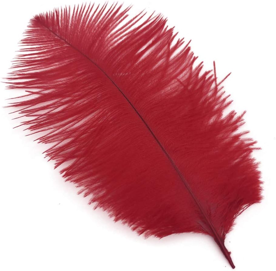 Shekyeon 8-10inch(20-25cm) Ostrich Feather Plumes Wedding Centerpiece Table Decoration Pack of 20(red)