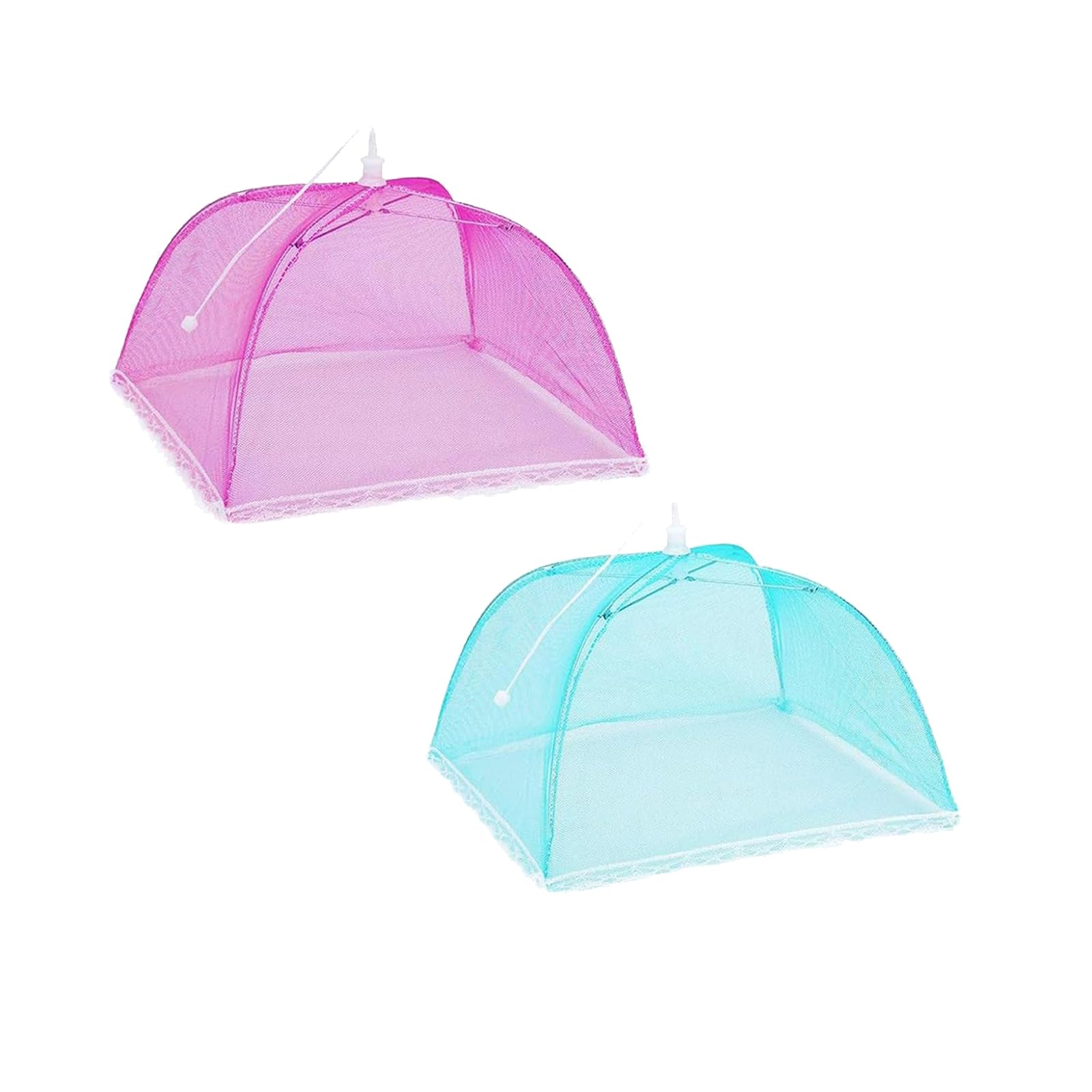 2 Pack Food Covers Pop-Up Mesh Screen Tent Umbrella 43 x 43cm, Large Food Domes Net Cover for Outdoors, Parties, Picnics, Reusable and Collapsible