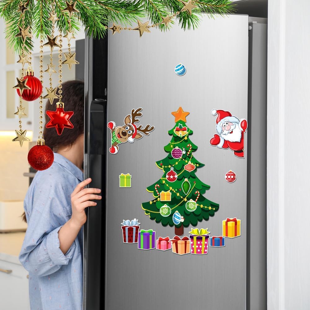 Magnetic Christmas Tree For Fridge - 2025 Holiday Stickers, Santa & Reindeer Magnets, DIY Festive Decor - View #10