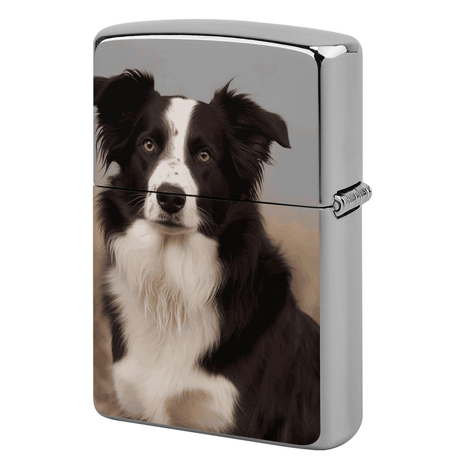 Border Collie Lighter Case Cover Vintage Metal Lighter Sleeve Reusable Lighter Protective Cover Decorative Lighter Holder Birthday Gifts for Men Women