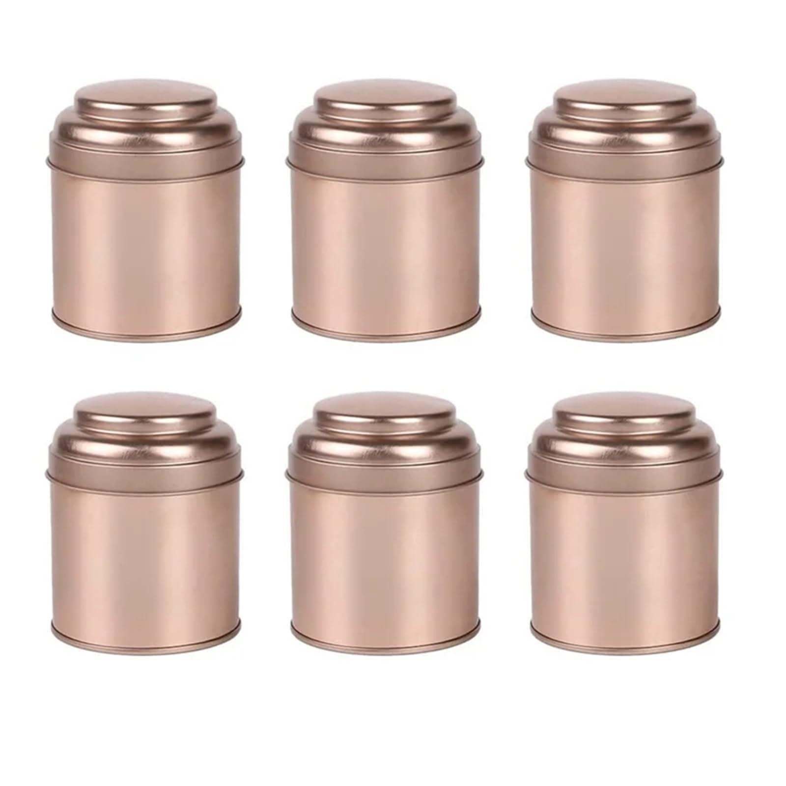 XIEHYA 6Pcs Small Tea Tins Canister With Airtight Double Lids,Mini Tin Can Box And Round Kitchen Canisters For Tea