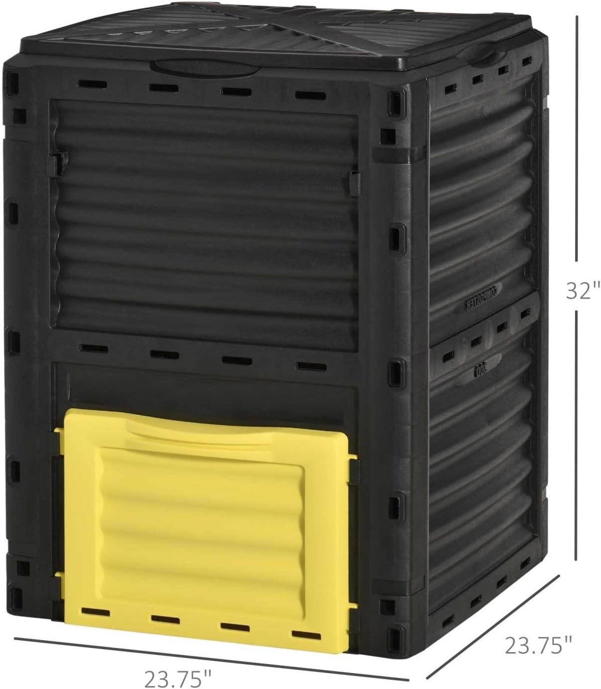 Garden Compost Bin 80 Gallon Outdoor Large Capacity Composter, Guaranteed Fast Fertile Soil Aeration, Easy Assembly, Yellow