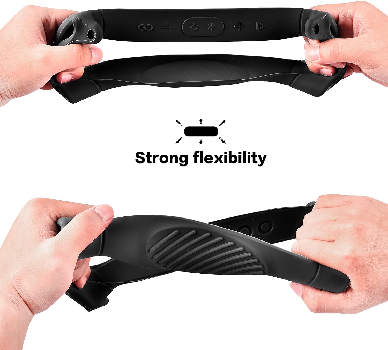 Silicone Case Compatible with JBL Charge 5 - Portable Bluetooth Speaker. Travel Waterproof Cover, Protective Carrying Pouch Sleeve with Flexible Strap Shoulder and Carabiner -Black