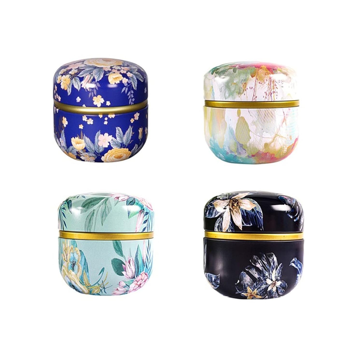 URYY Set of 4 Loose Tea Containers Airtight Empty Tinplate Storage Box
