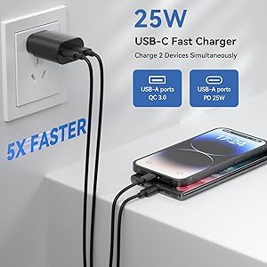 USB C Charger, 25W Super Fast Charger Dual Port Type C Wall Charger Block Compatible Samsung Galaxy S22/S22 Ultra/S22+/S21/S21 Ultra/S21+/S20/Note 10/Note 20/Z Fold3/Z Flip3