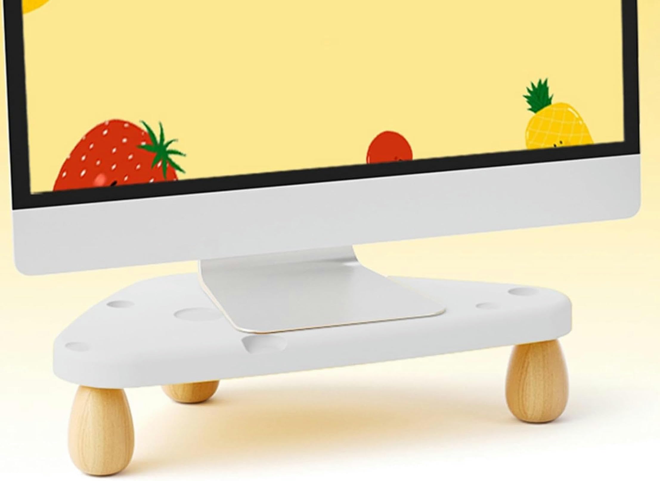CGJseFH computer stand, Molding Corner Monitor Stand, Save Space Ergonomic Triangle Screen Riser, Cute Desktop Organizer for Laptop/Printer/Screen,White(White)