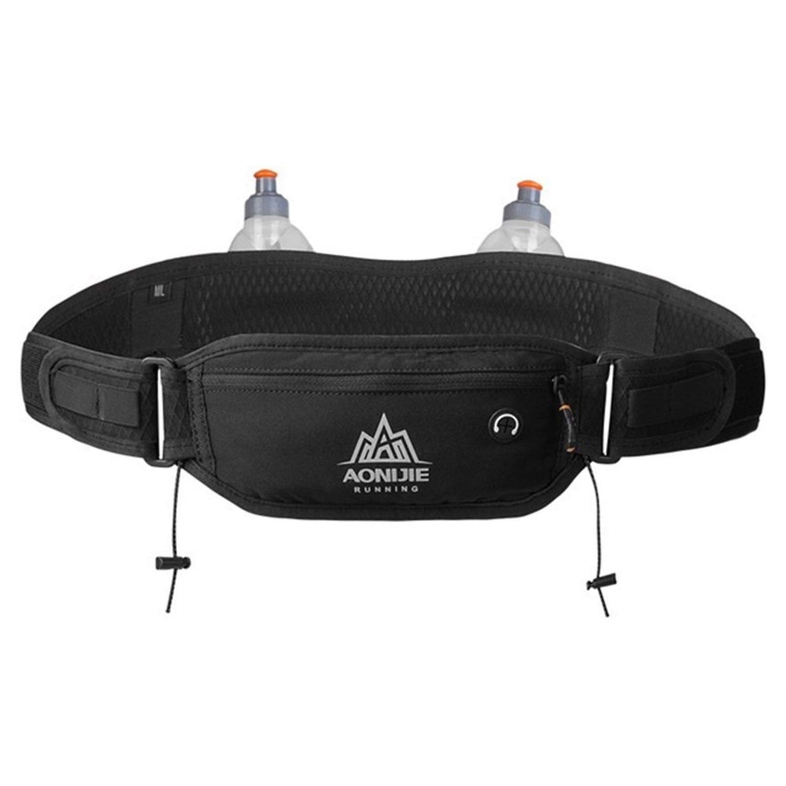 Riñonera para correr, maratón, correr, ciclismo, correr, hidratación, riñonera, soporte para teléfono para botellas de agua de 170 ml, Ml Full Black, Talla única