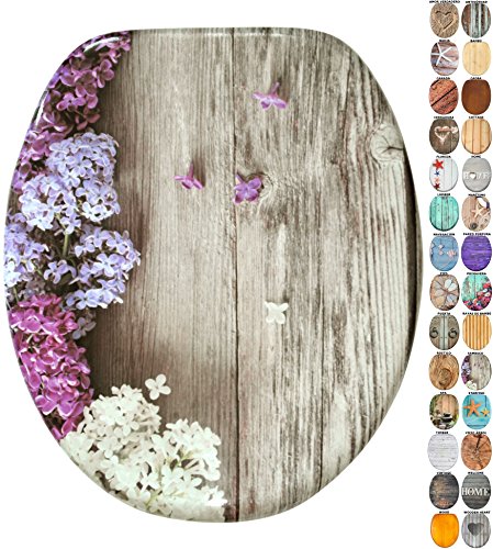 Asiento para inodoro de cierre suave, gran selecci�n de atractivos asientos de inodoro de madera con calidad superior y duradera (Sambuco)