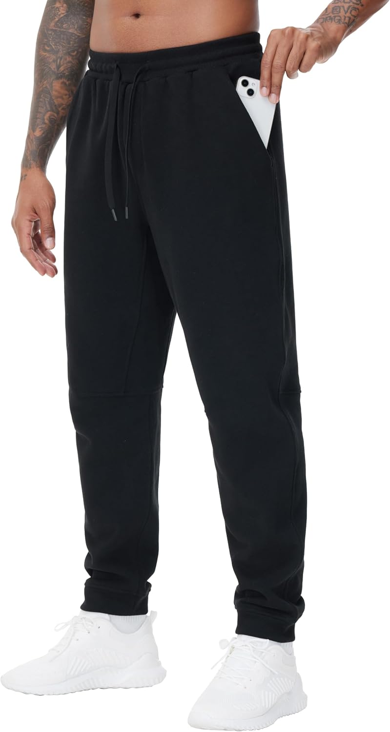 THE GYM PEOPLE Men's Fleece Workout Sweatpants Drawstring Tapered Running Lounge Jogger Pants with Pockets