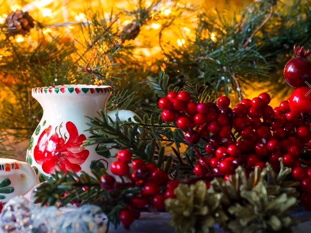 Red Berry Picks Evergreen Wreath Picks & Pine Branches Artificial for Christmas Crafts & Winter Berries Spray Holly Wire Stem Pick Holiday Decorations DIY Ornaments, Xmas Decor Floral Arrangement
