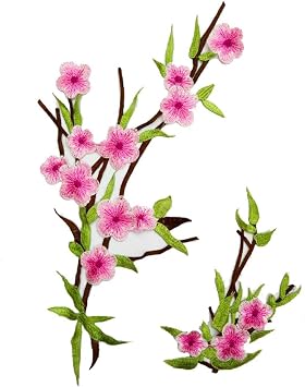 Applique Patches,39x20cm Colorful Embroidery Lace Cloth Patch Jeans Clothes Patch Plum Blossom Accessories Pink