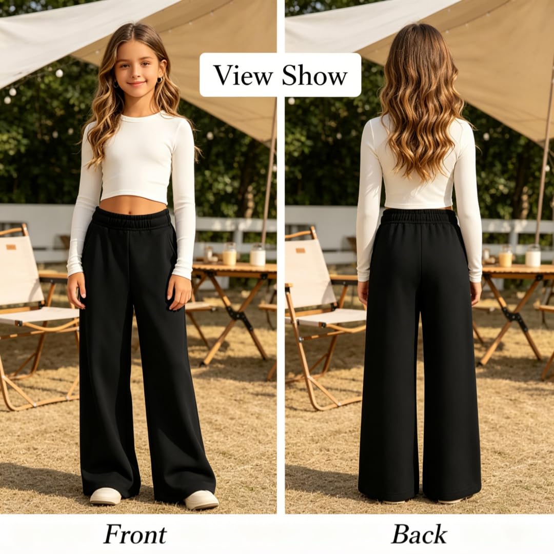 Pantalon de survêtement Ample pour Filles, Jogging en Coton, Taille Haute élastique, Sweatpants, Joggers Confortables